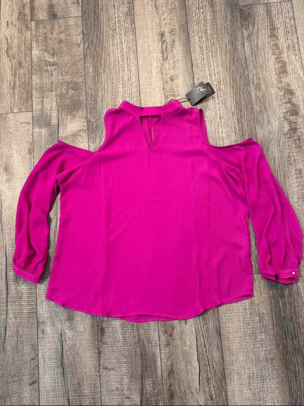 Adrianna Papell Fuchsia Cold-Shoulder Blouse